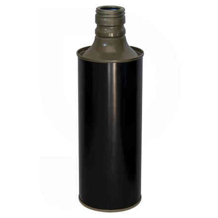 0.50 L glossy black olive oil cylindrical tin can (35 pcs)