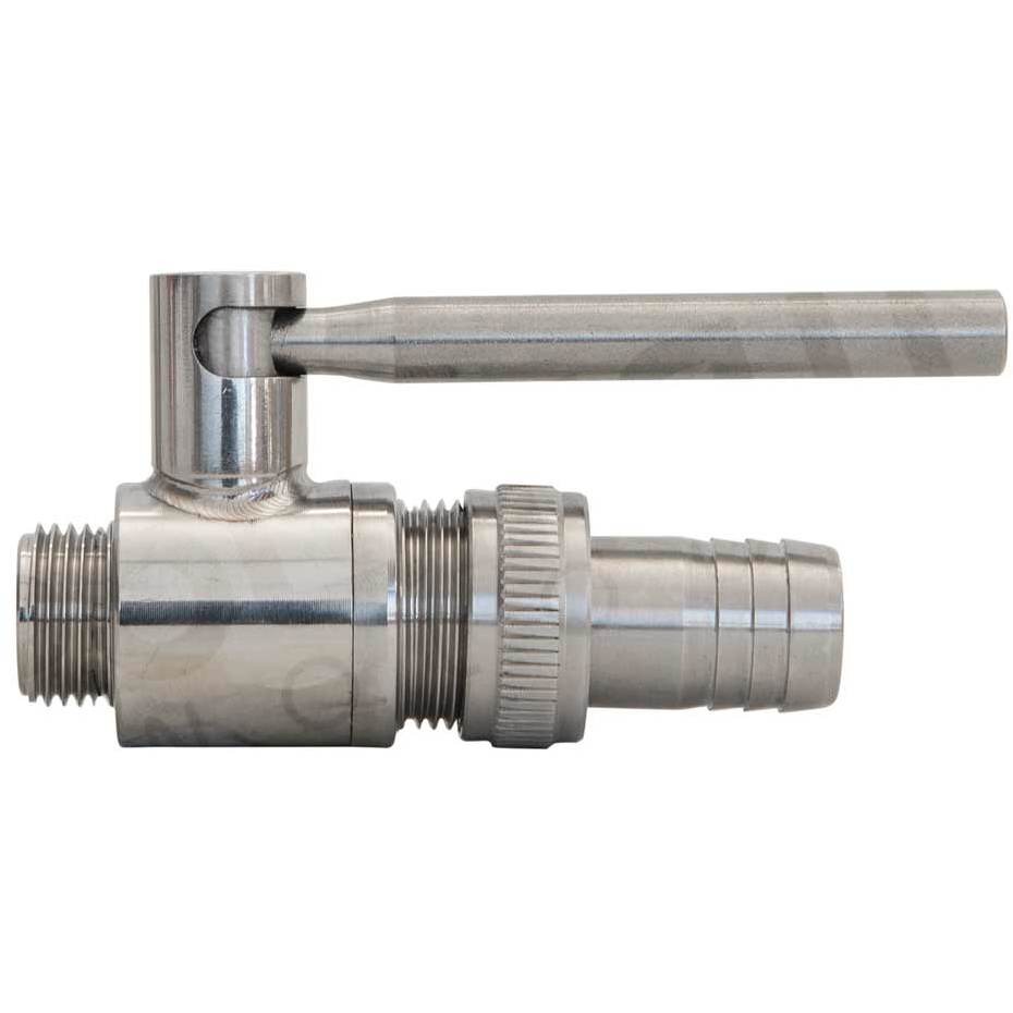 1/2" x 3/4" stainless steel ball valve M/M with hose barb