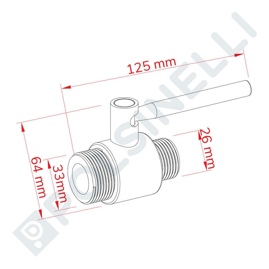 1" M x 3/4" M DN20 stainless steel ball valve