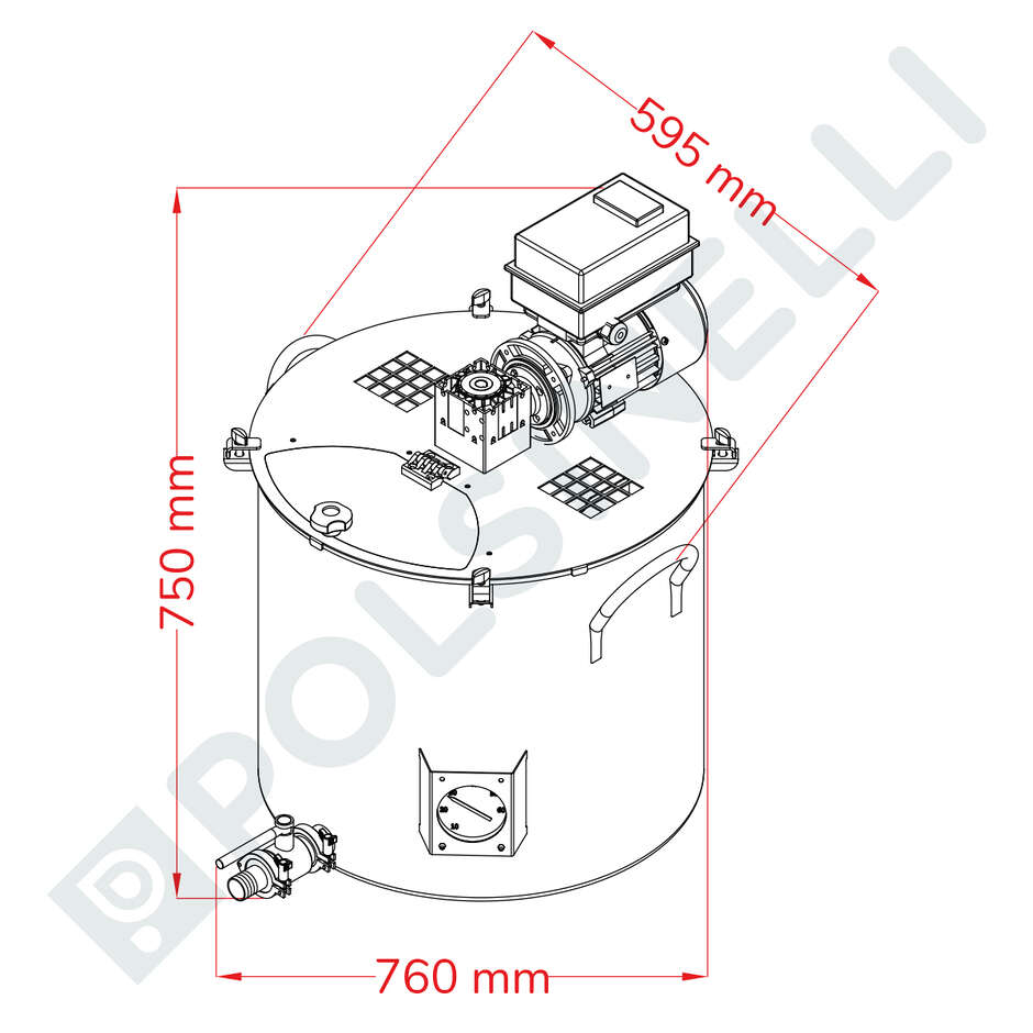 100 L motorisierter Marmeladentopf mit Tri-Clamp Anschluss mit Inverter