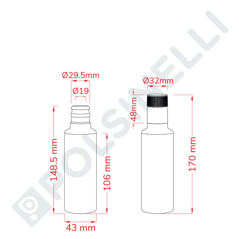 100 ml UVAG Dorica Bottle with Guala Non-Refillable Cap (56 Pieces)
