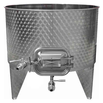 1000 L Edelstahl Bottich mit konischem Boden mit Mannloch 420x320