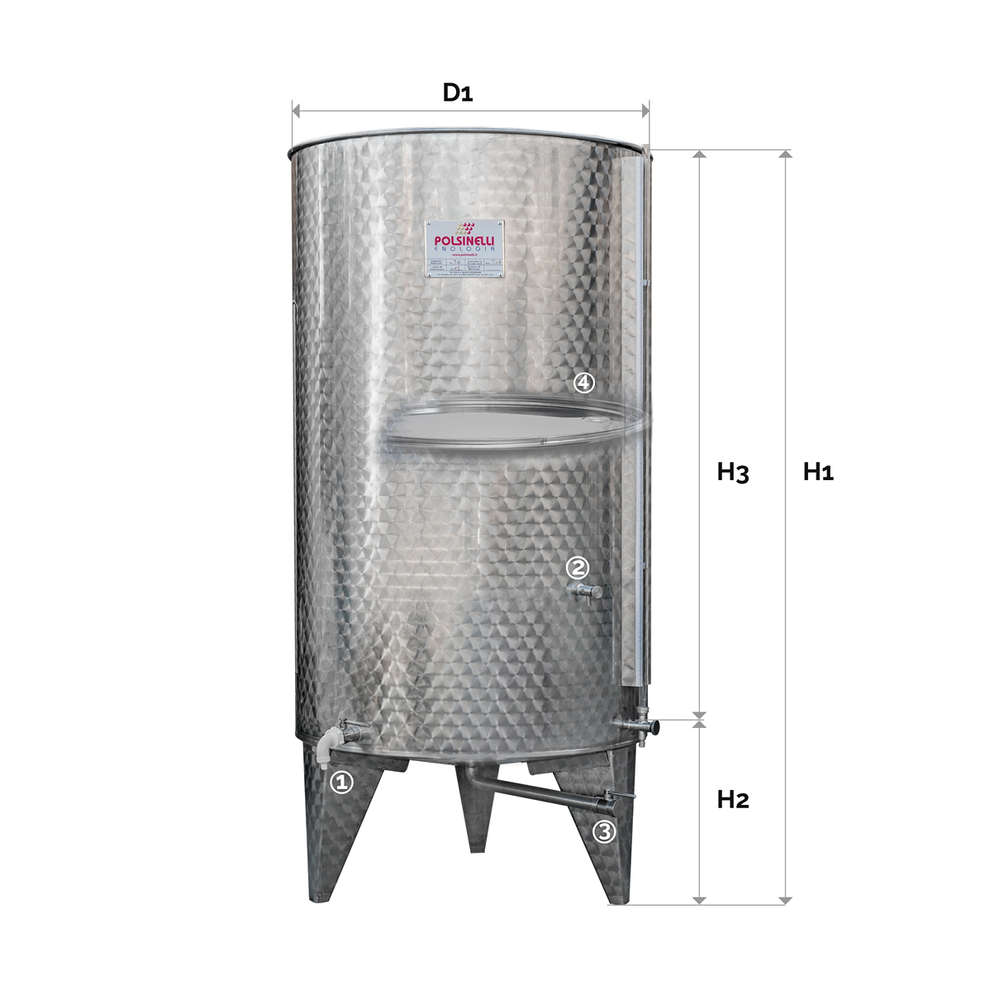 1000 L Stainless steel cone bottom with air floating lid 
