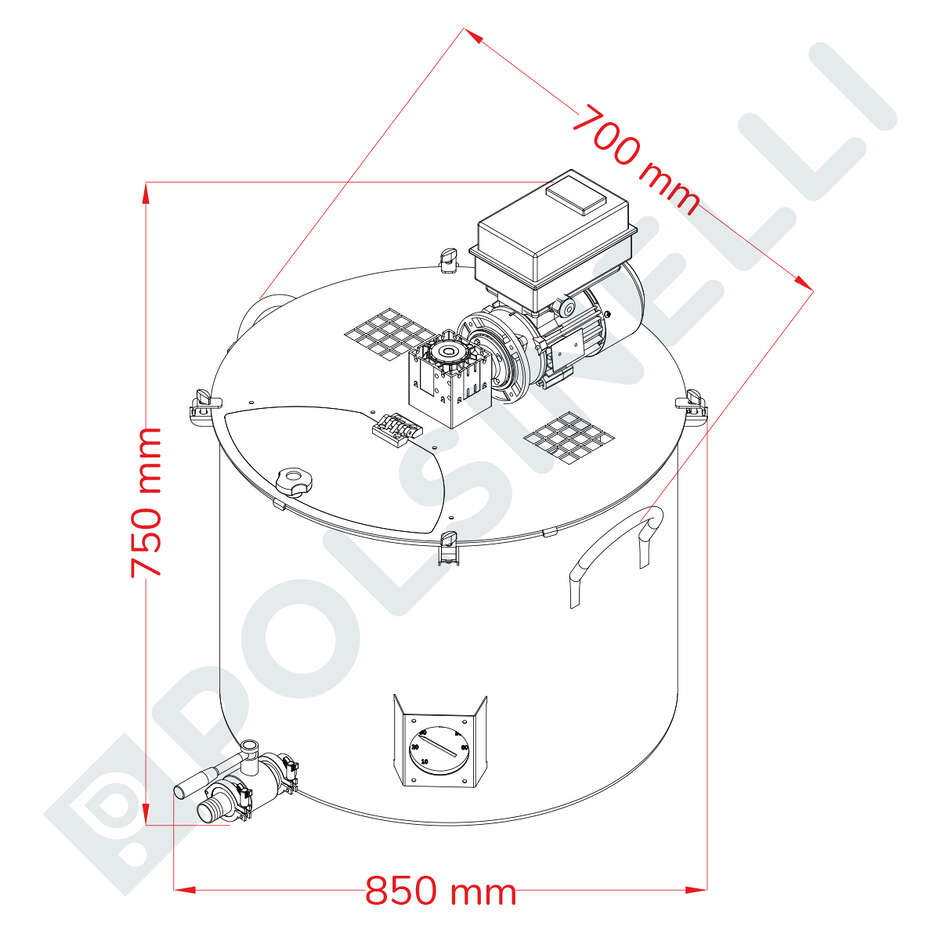 150 L motorisierter Marmeladentopf mit Tri-Clamp Anschluss mit Inverter