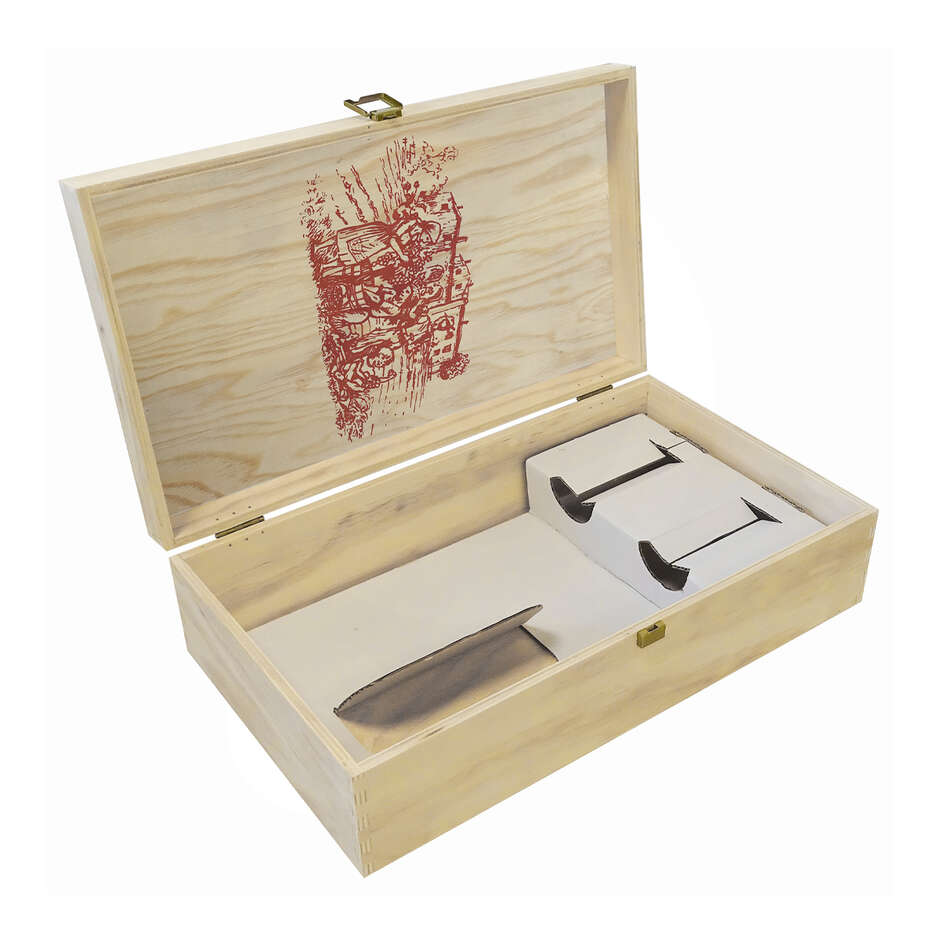 2-Sitzer-Kiste aus Bedrucktem Kiefernholz für Flaschen (1 Stück)