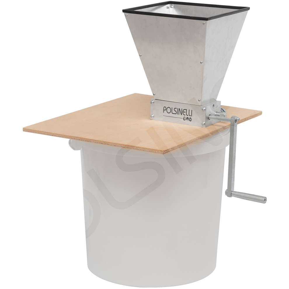 2 Walzen Malzmühle mit Holzsockel