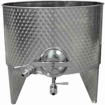 200 L Stainless steel tub with 10° Conical Bottom with manhole Ø 300