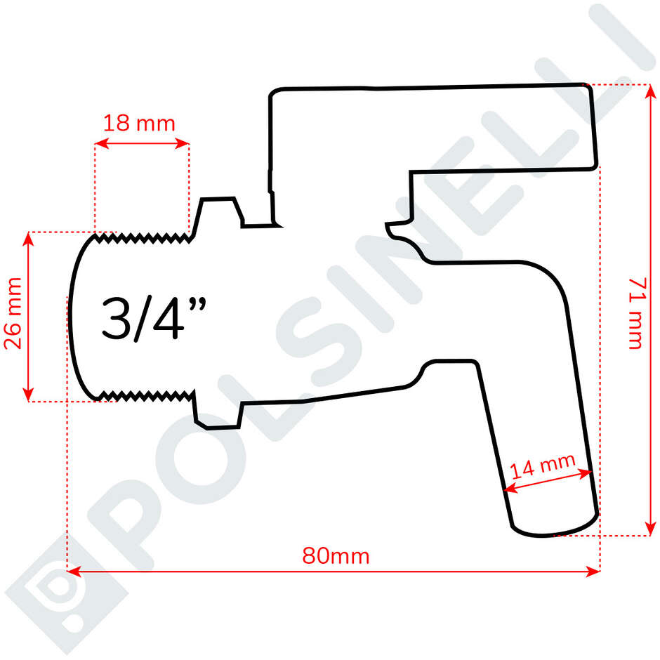 3/4" chrome-plated brass spigot