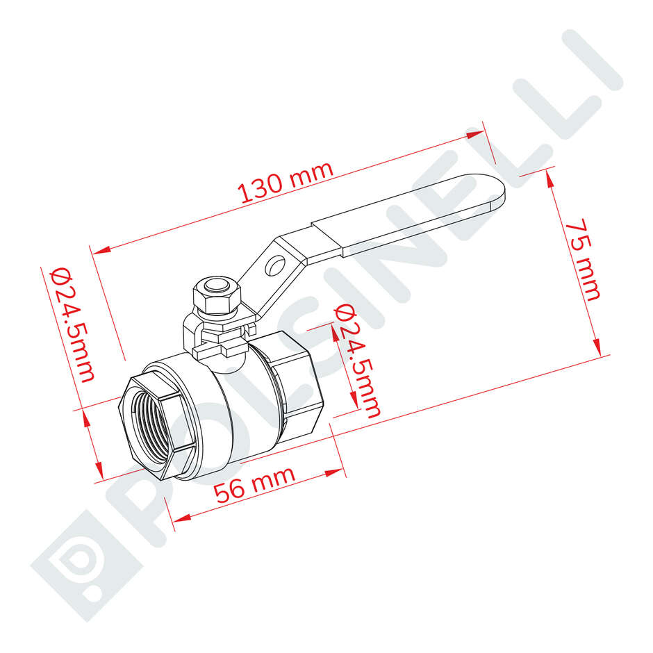 3/4" stainless steel ball valve F/F