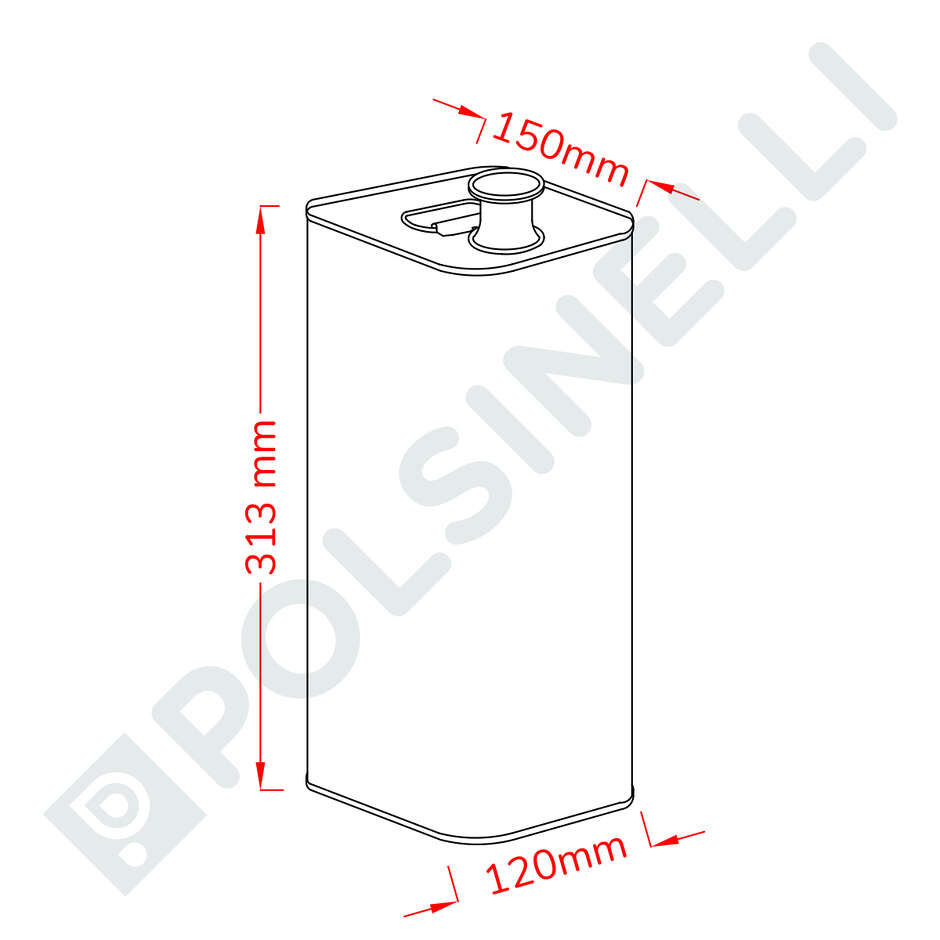 5 L olive oil tin can with red breather cap (12 pieces)