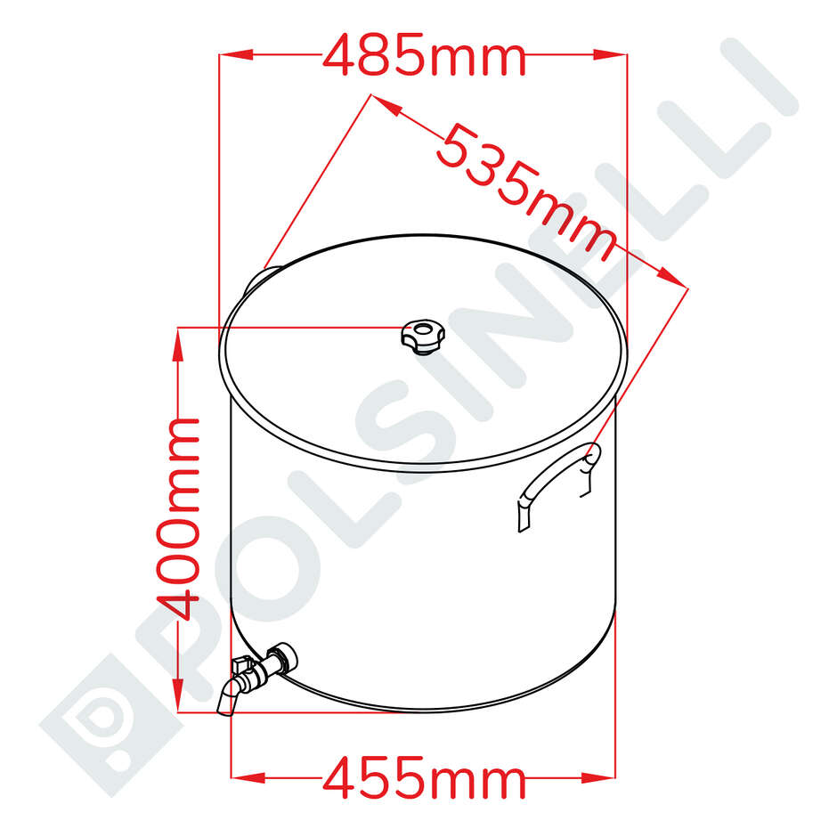 50 L Edelstahl Topf mit Hahn