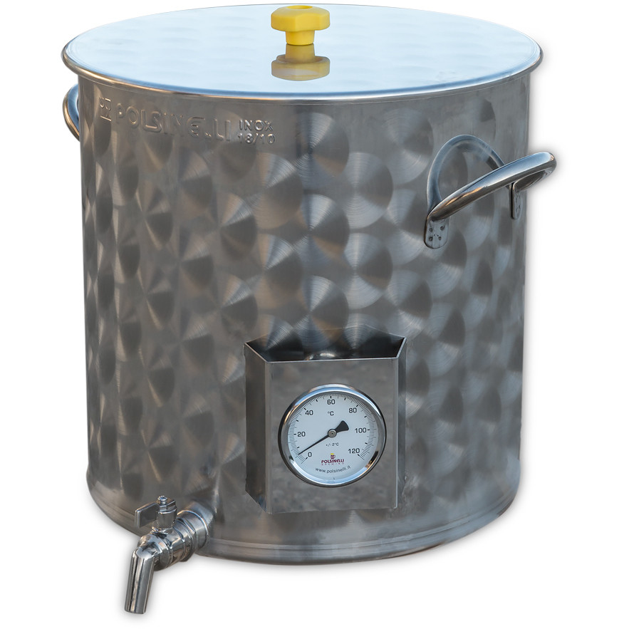 Brautopf 50 Liter aus Edelstahl mit Ablaßhahn Braukessel Topf Maischekessel 