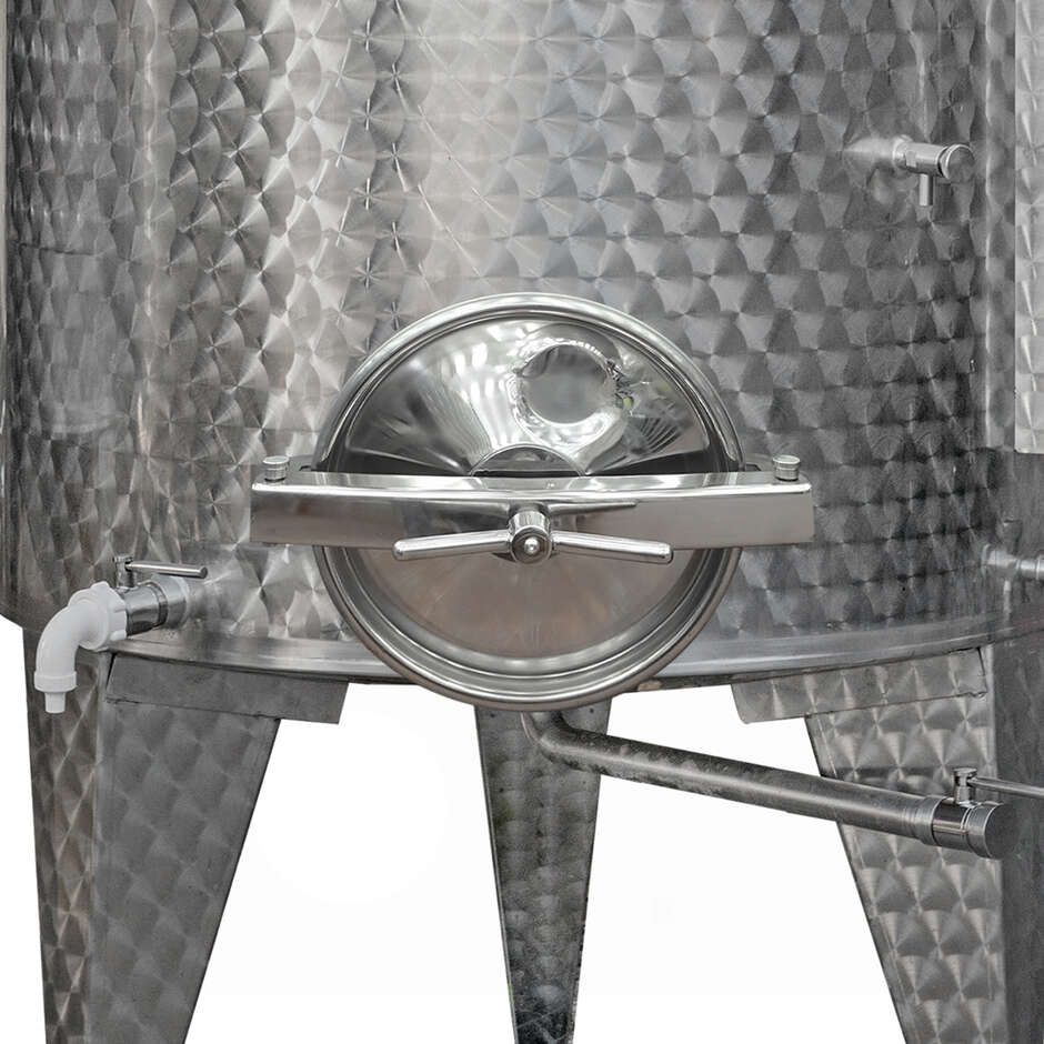 500 L Stainless Steel Storage Tank with Conical Bottom and Ø300 Manhole