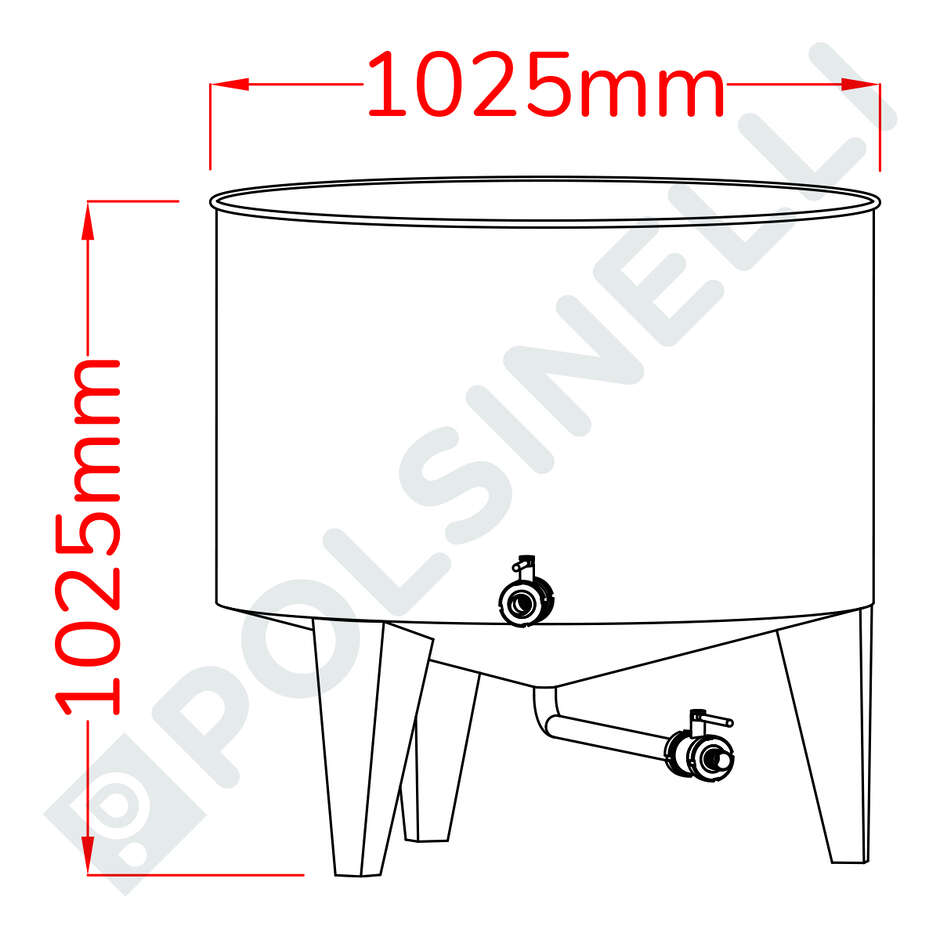 500 L Stainless steel tub with 10° Conical Bottom 