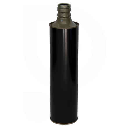75 cl glossy black olive oil cylindrical tin can (35 pcs)