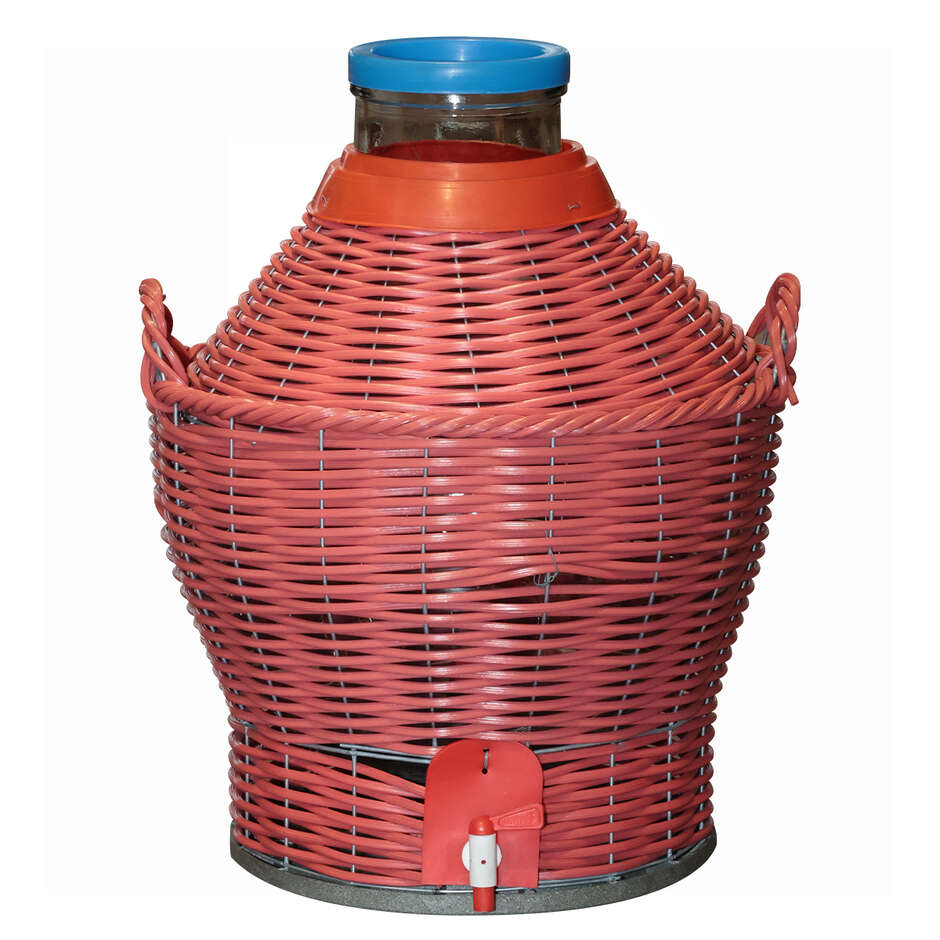 Acetiera in vetro da 10 litri con cesta e rubinetto