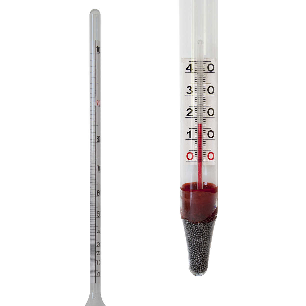 Alcoomètre - 30 - 60% Al-Ambik® avec thermomètre - Aréomètre pour alcool 