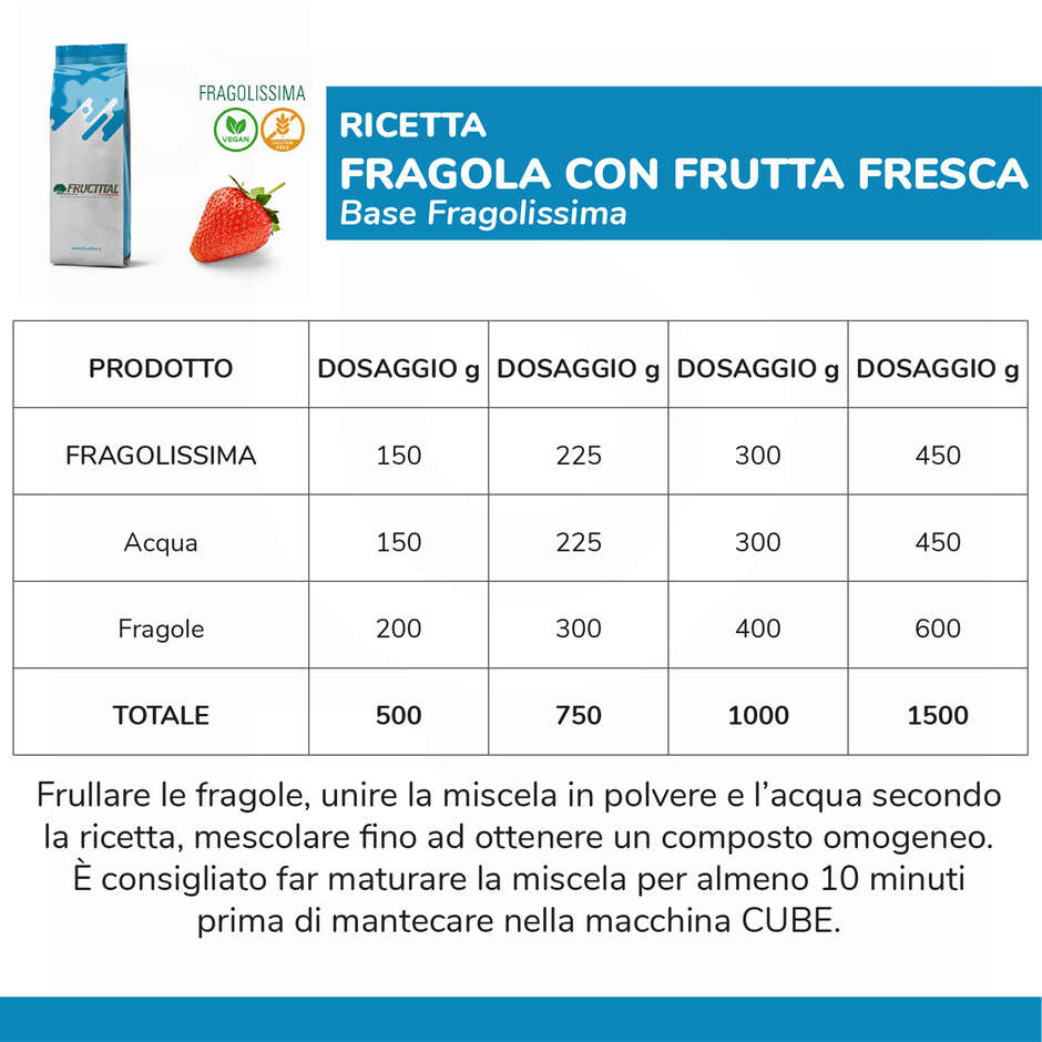 Base per gelato Fragola (1,25 Kg)