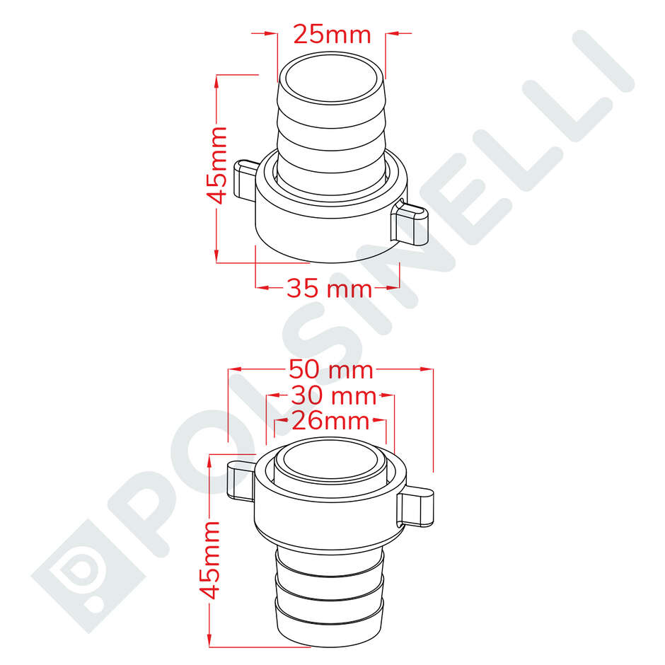 BE-M 25 Straight Hose Connector and Swivel Kit 