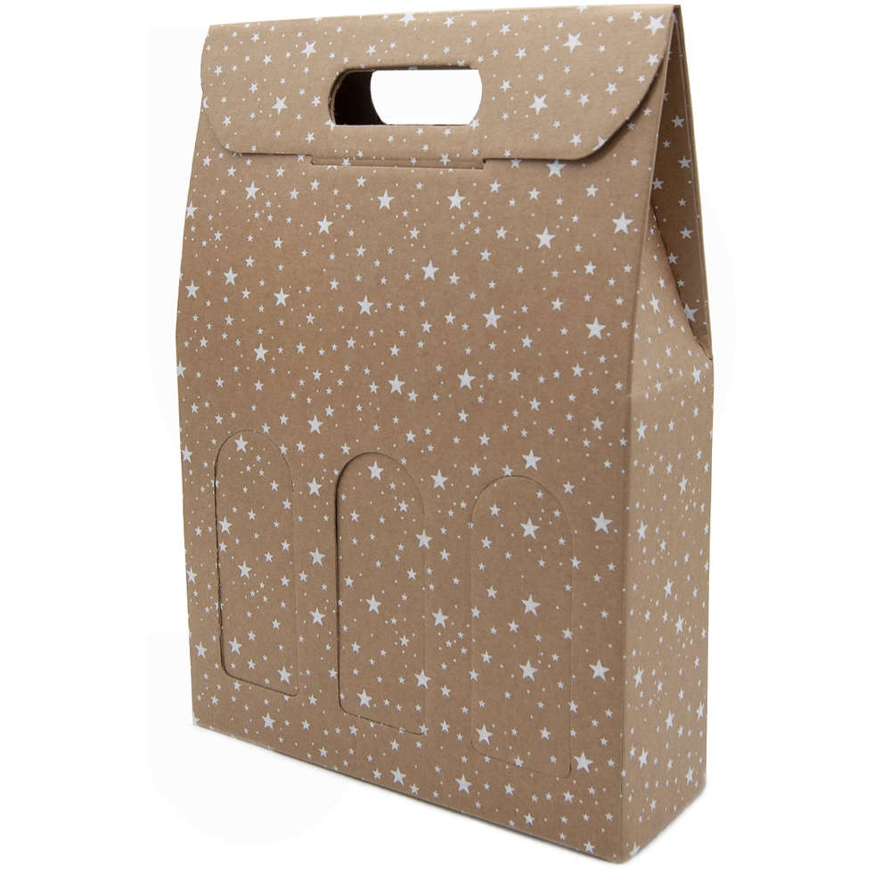 Beige wine carry box for 3 bottles Galaxy effect (10 pieces)