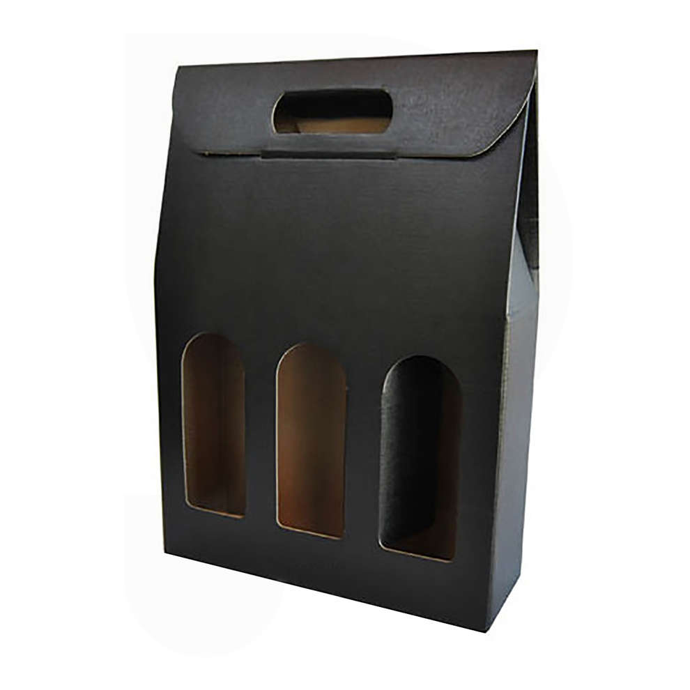 Black carry wine box for 3 bottles (10 pieces)