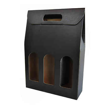 Black carry wine box for 3 bottles (30 pieces)