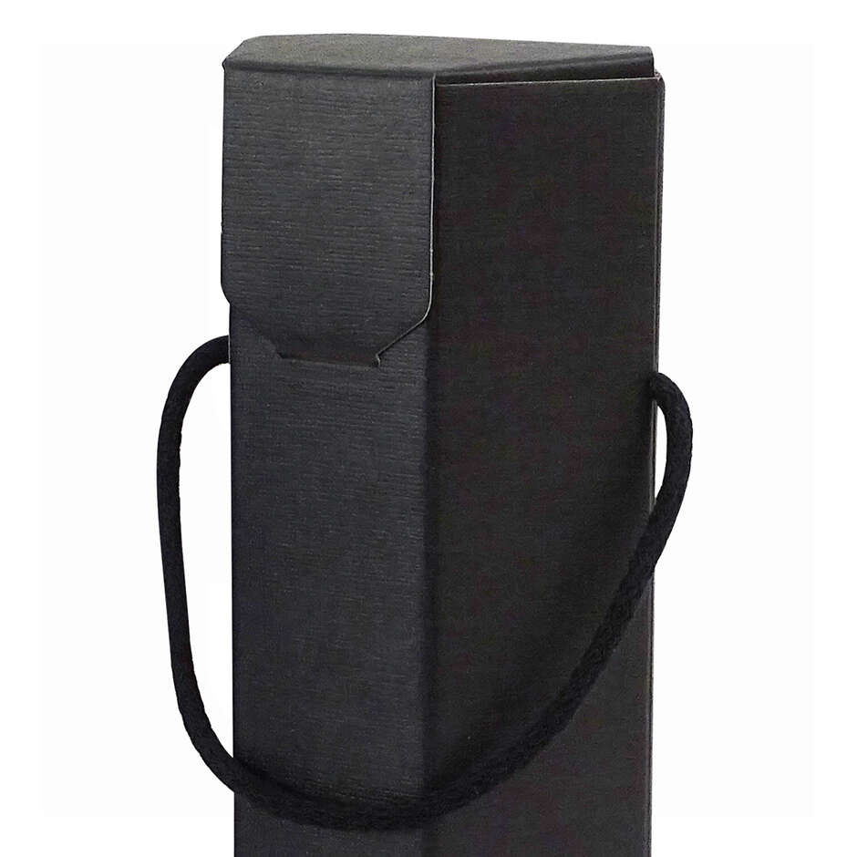 Black hexagonal  wine box with cords for 1 bottle (10 pieces)