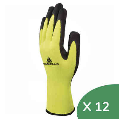 Black Latex Coated Gloves - Size 9 (L) (12 pieces)