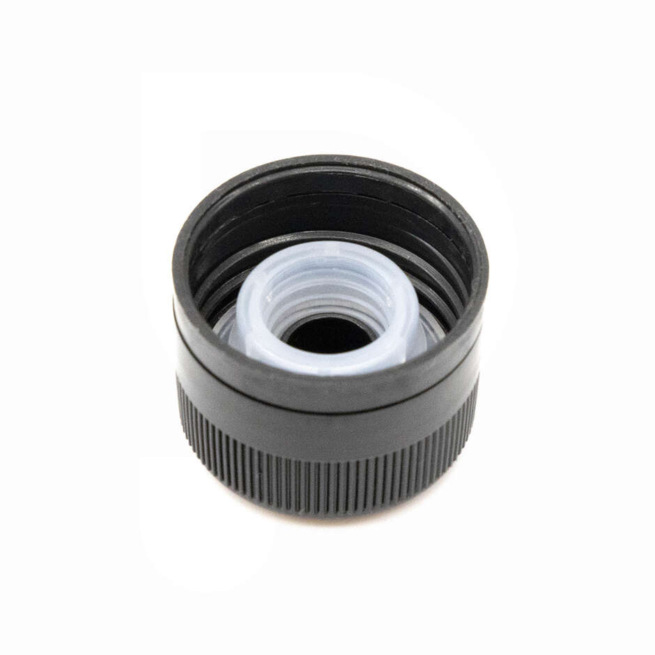 Black self-sealing plastic screw cap with drop-saver ⌀31.5 (100 pcs)