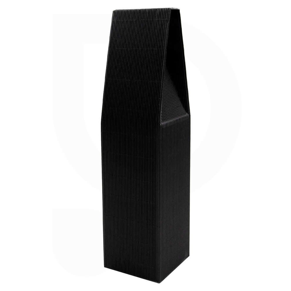 Black wine carry box for 1 bottle ribbed texture (10 pcs)