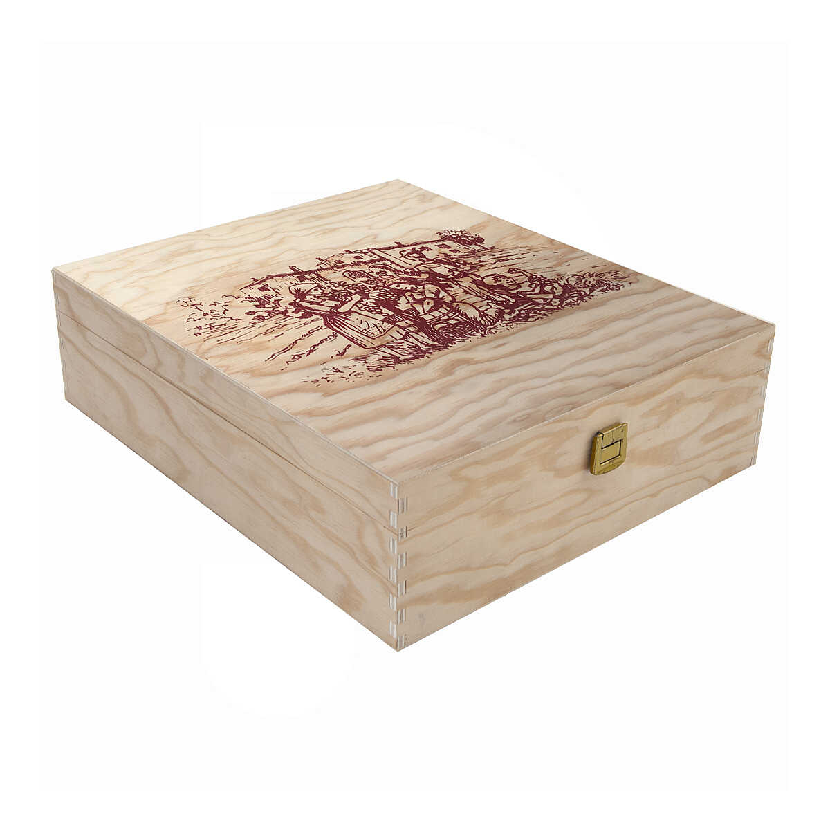 Boîte à Vin En Bois De Pin - Caisse Cadeau Pour Découpage Et Pyrogravure - Dimensions Extérieures 35x10,5x10,5 Cm