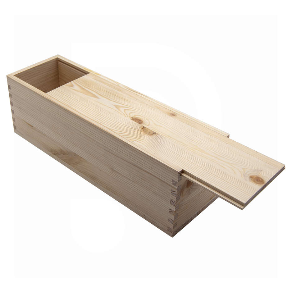 Boîte en bois pour bouteille 1 place avec couvercle coulissant (1 pièce)