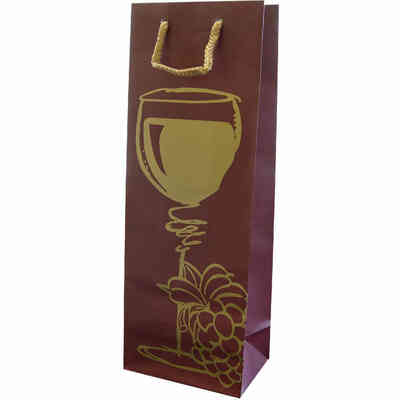 Bolsa para 1 botella en color burdeos con cáliz dorado (unid. 100)