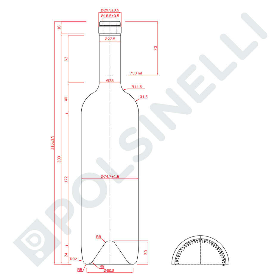 Bordeaux Europea bottle 750 ml mb (20 pcs)