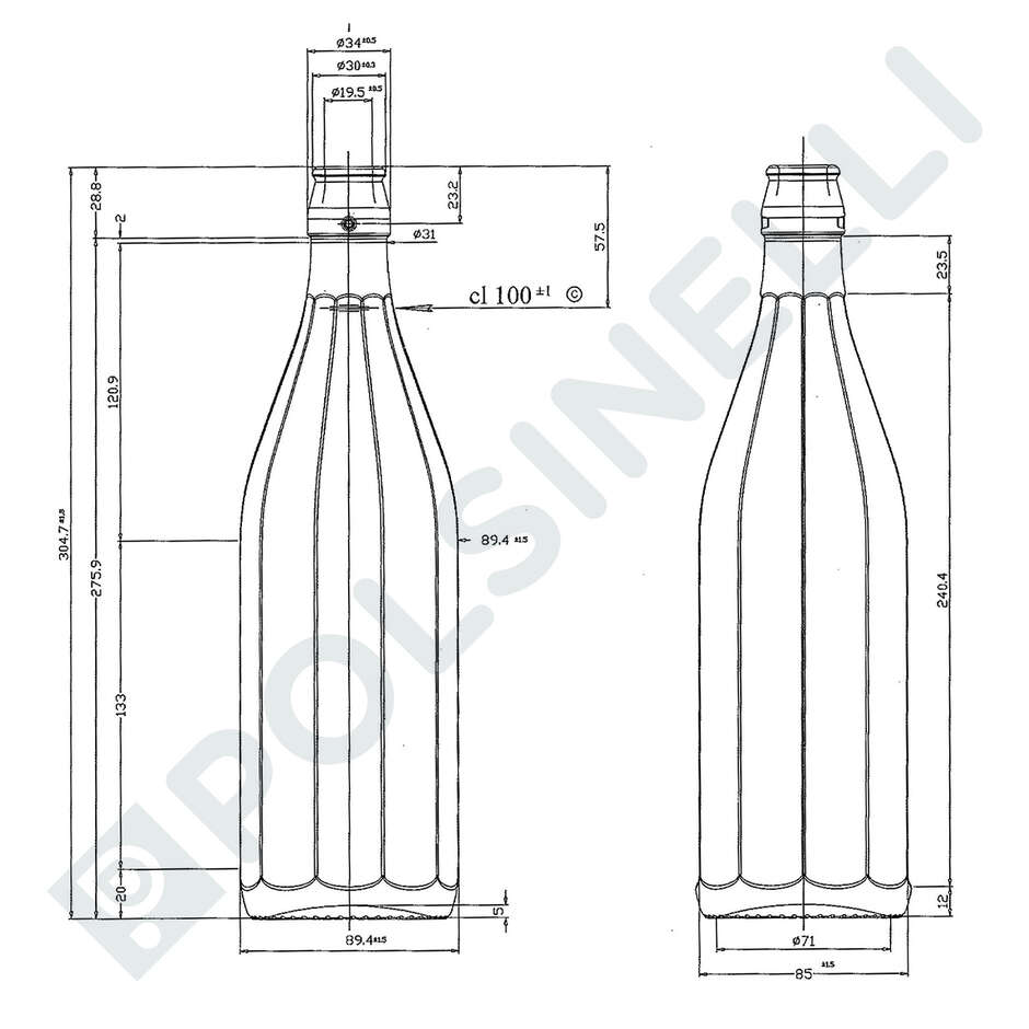 Botella Costolata 1 L (unid. 20)