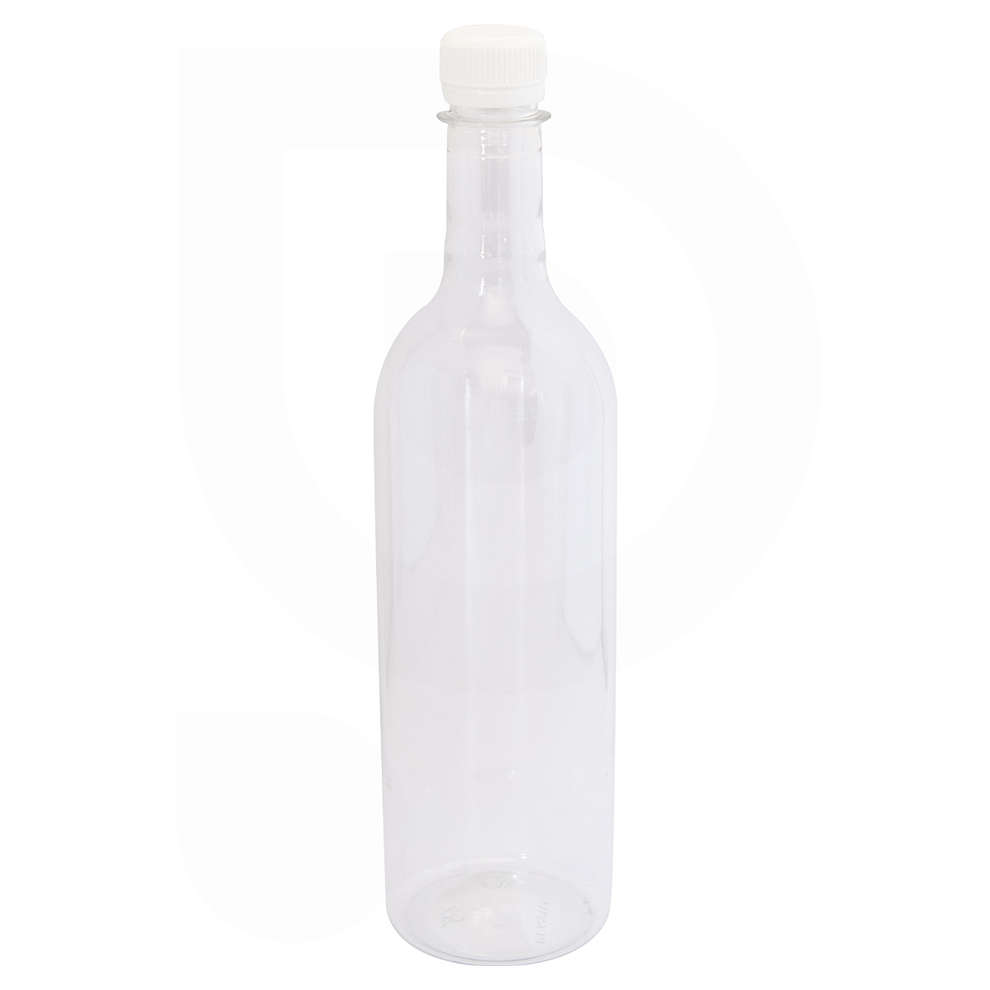 Botella de PET Bordolese 750 mL transparente con tapa (240 pzas)