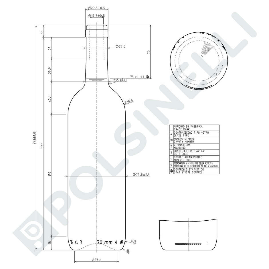 Bottiglia Bordolese 750 ml Uvag (20 pezzi)
