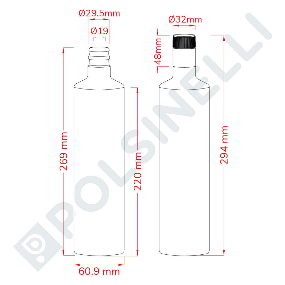 Bottle Dorica 500 ml uvag green with not refillable cap Guala (28 pieces)