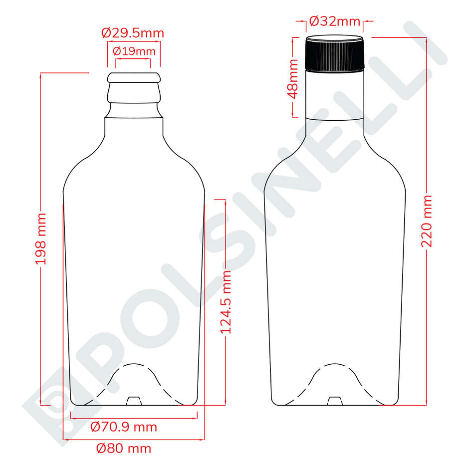 Bottle Reginolio 500 ml with not refillable cap Guala (28 pieces)