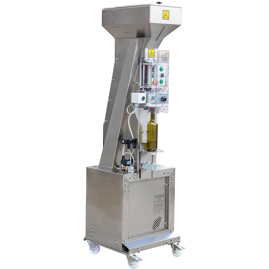 Boucheuse semi-automatique P350 avec pompe à vide, dispositif d'injection d'azote et chariot