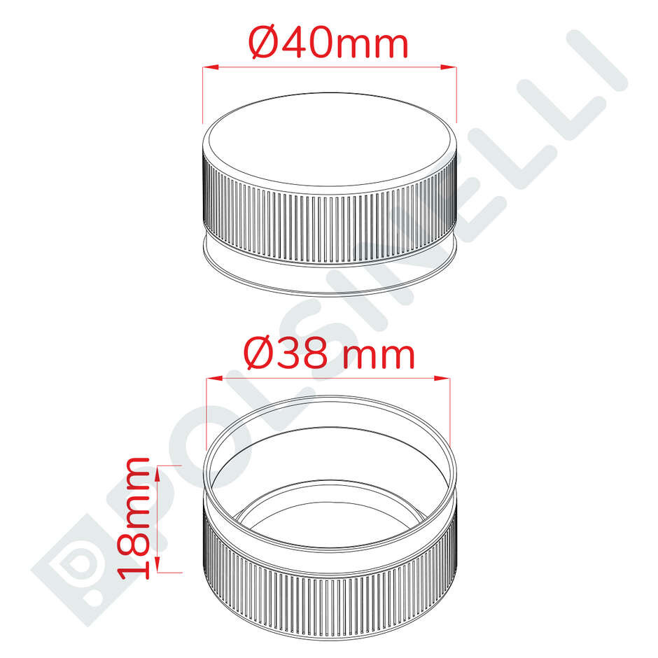 Bouchon á vis Bericap 38V30 pour Bouteille en PET (Pcs 100)