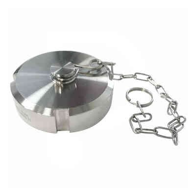 Bouchon Inox femelle DIN 32 avec joint et chaîne