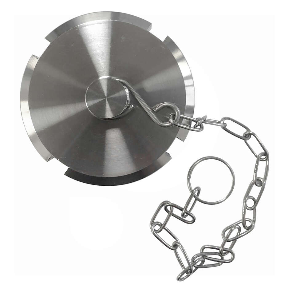 Bouchon Inox femelle DIN 40 avec joint et chaîne