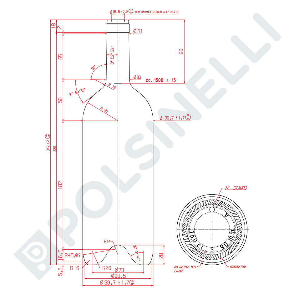 Bouteille Bordolese Magnum 1,5 L Uvag (1 pièce)