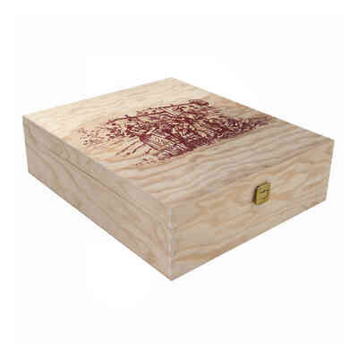 Boîte à Bouteilles 3 Places en Bois de Pin avec Impression (1 pièce)