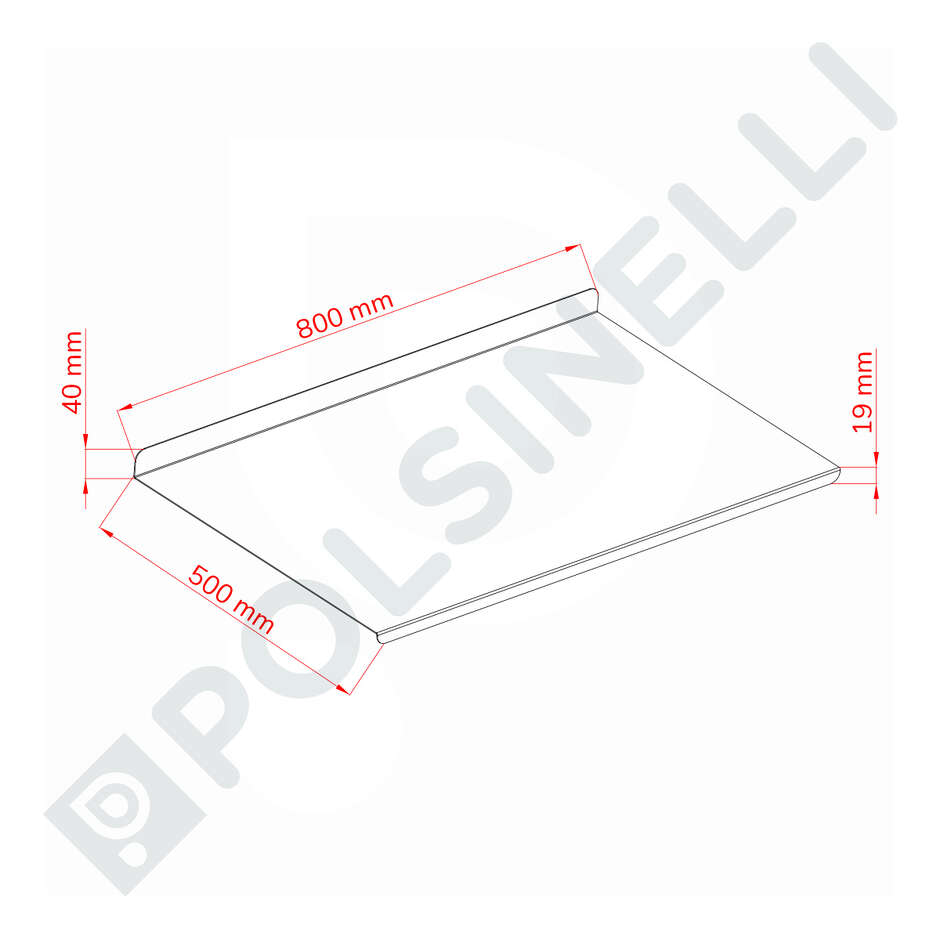 Brett aus Edelstahl AISI 304 mit Rand - 80x50 cm
