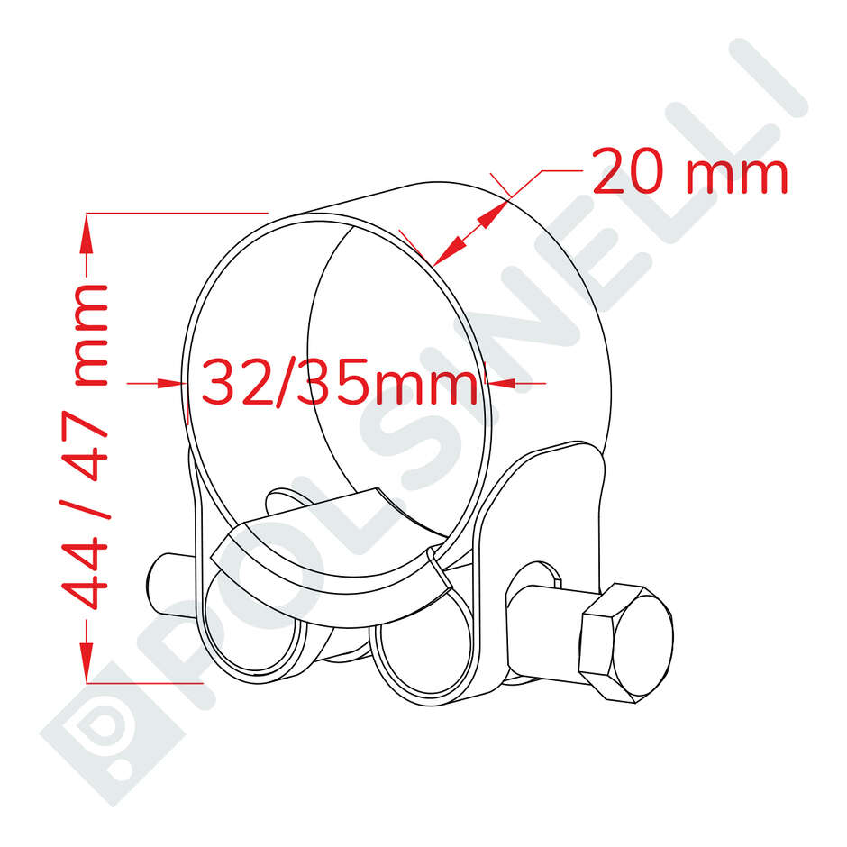 Brida para tubo Inox ⌀32/35