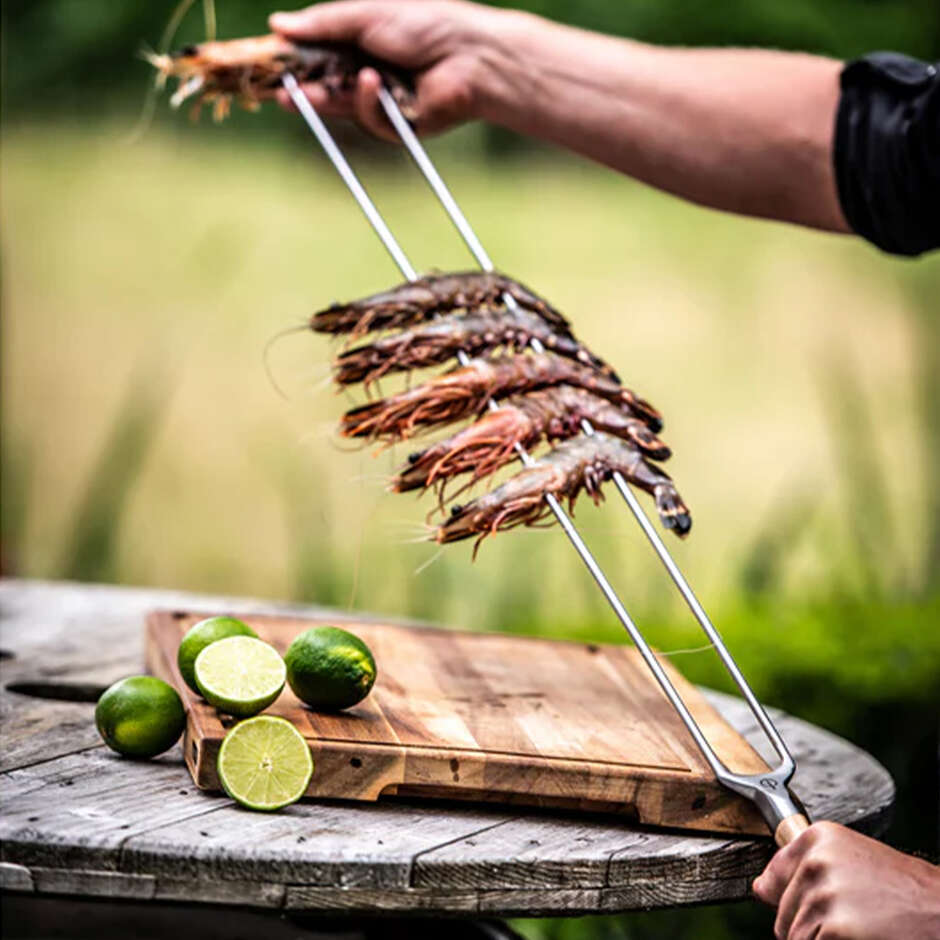 Brochette Double Forgée Churrasco à Fourchette 70 cm