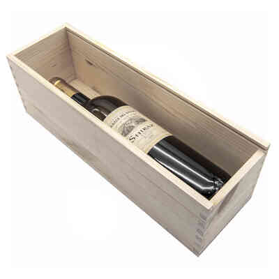 Caja de madera para botellas de 3 plazas con tapa corredera (1 pieza) Vino