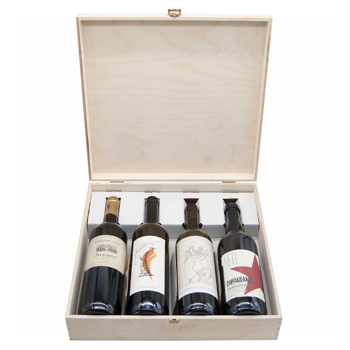 Caja madera regalo para 4 botellas vino